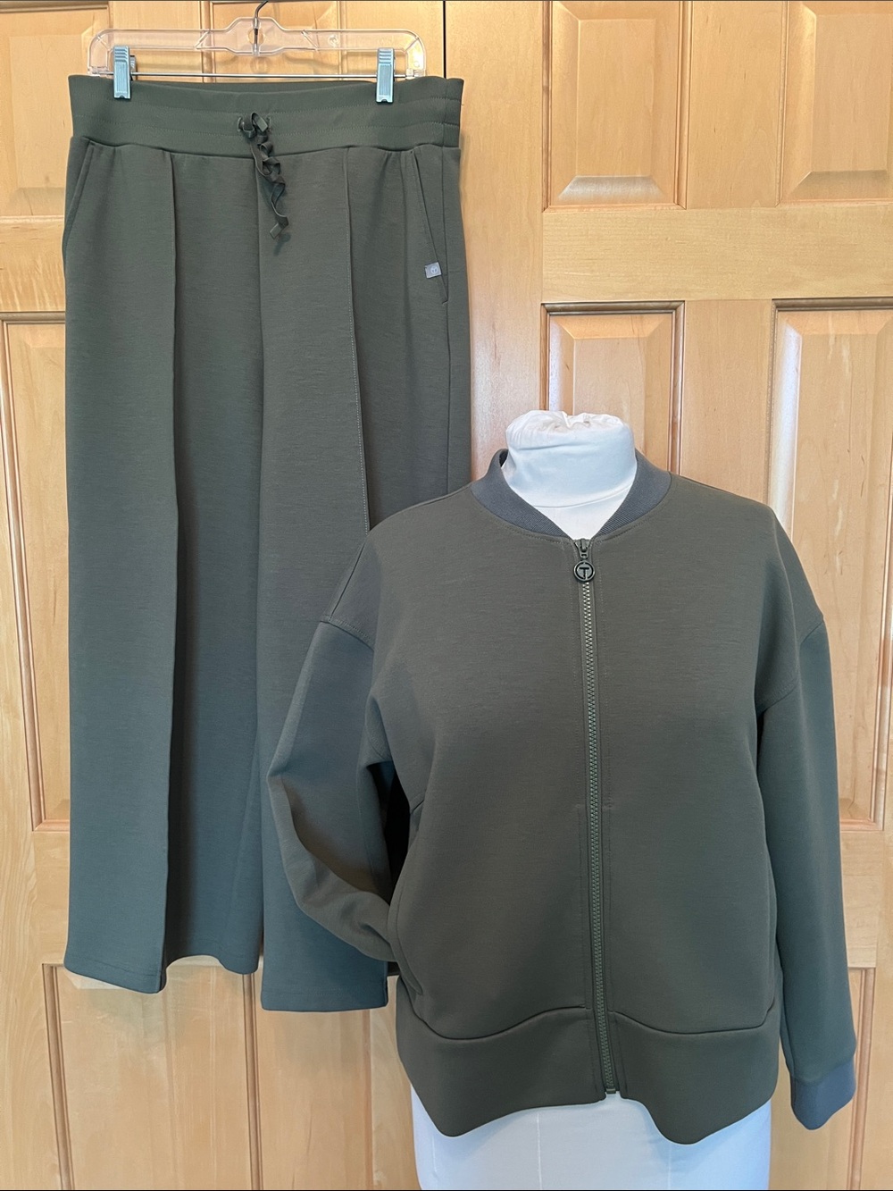 Talbots Olive Bomber Jacket with Matching Wide Leg Pant Set